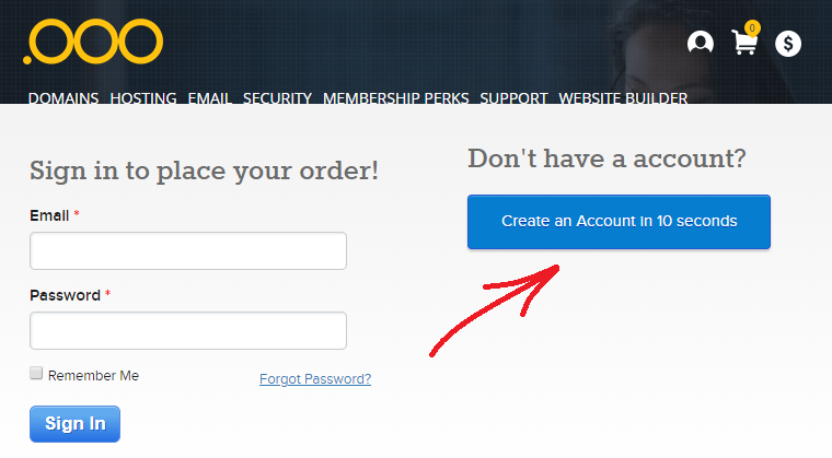 La pagina di registrazione del registrar